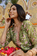 "Zarq" Hand Block Printed Chanderi Suit Set(3pc)