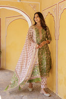 "Zarq" Hand Block Printed Chanderi Suit Set(3pc)