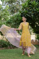 "Roshni" Kota Doriya Suit Set with dupatta(3pc)- XS