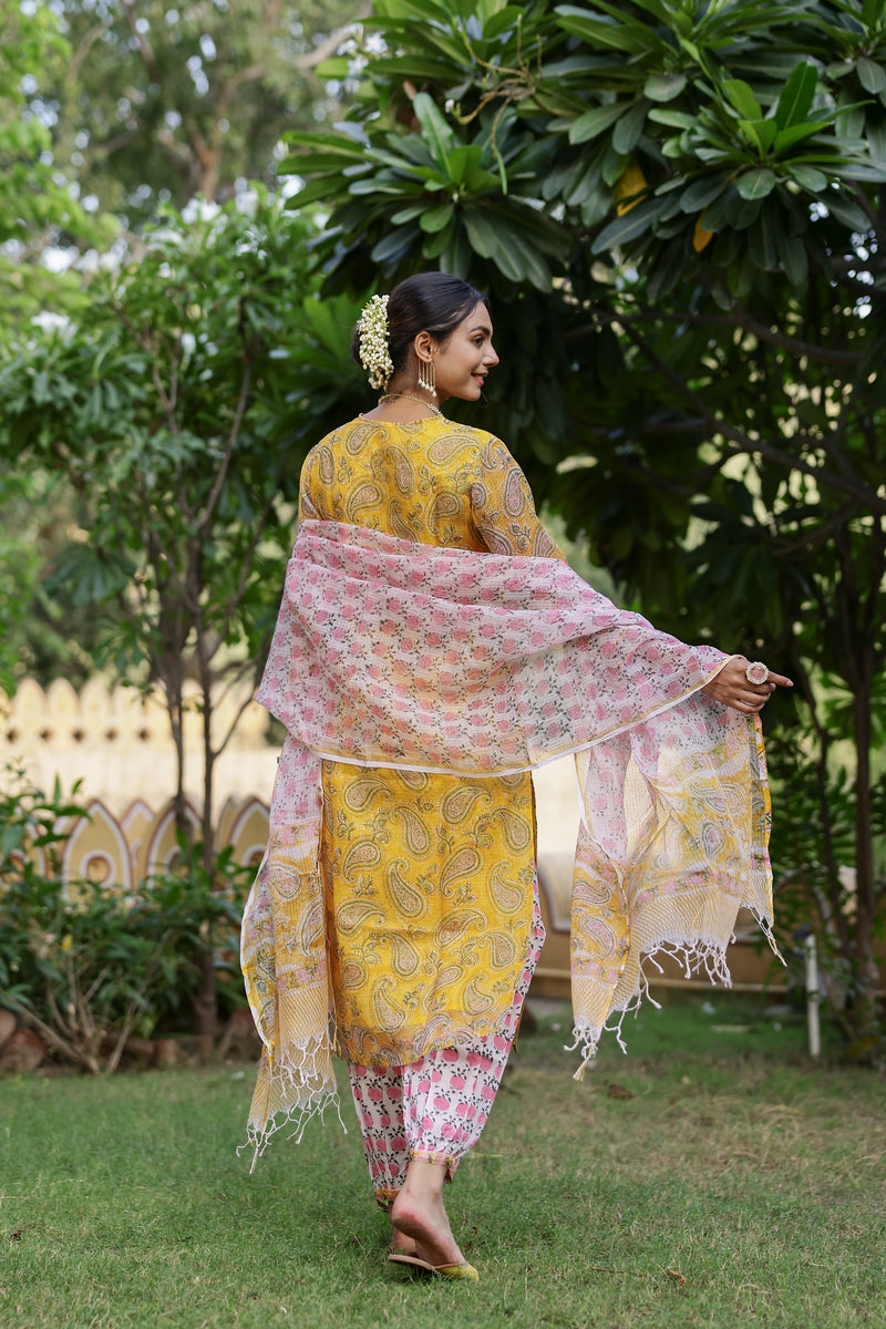 Kota Doriya Skirt , Kurti & Dupatta Set