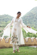 White Basant Hand Embroidered Kurta Set(3pc)