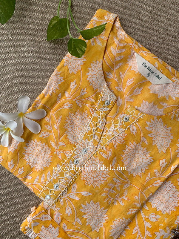 "Prajvala" Hand Embroidered Kurta and Pants Co-ord set - 2pc