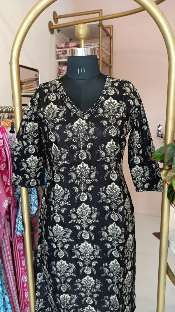 "Nootan" Black cotton Kurta
