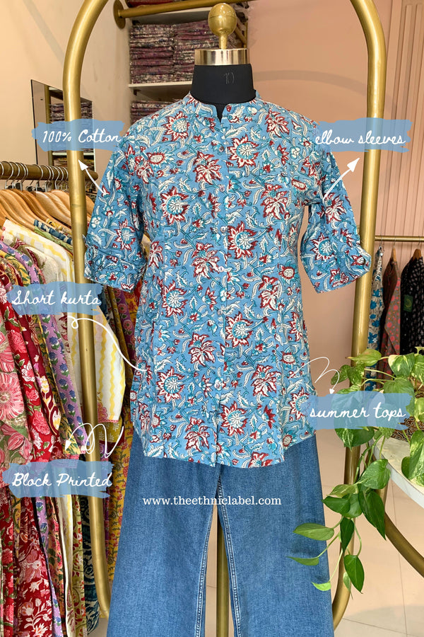 "Hawa" Block Printed Cotton Short kurta