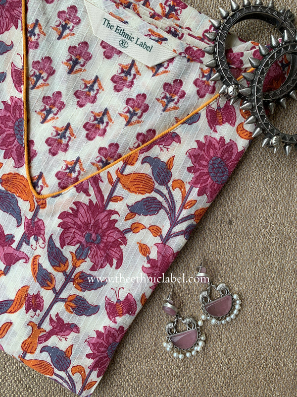 "Asha" Floral Cotton kurta