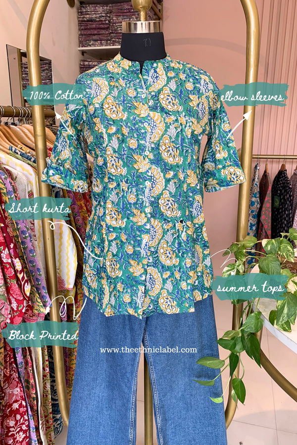 "Mahru" Block Printed Cotton Short kurta