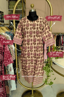 "Nishat" Hand Block Printed Peach Cotton kurta