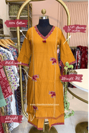 "Nazaara" Mustard Embroidered Cotton Kurta Set (2pc)