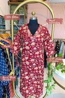 "Naqsh" Hand Embroidered Block Printed Red Cotton kurta