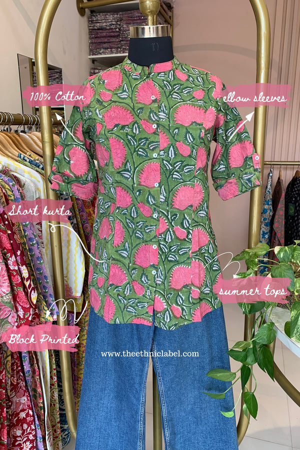 "Lekha" Block Printed Cotton Short kurta