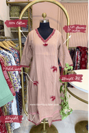 "Nazaara" Brown Embroidered Cotton Kurta Set (2pc)