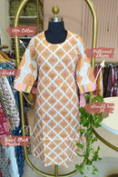 "Kesar" Hand Block Printed Cream Cotton kurta