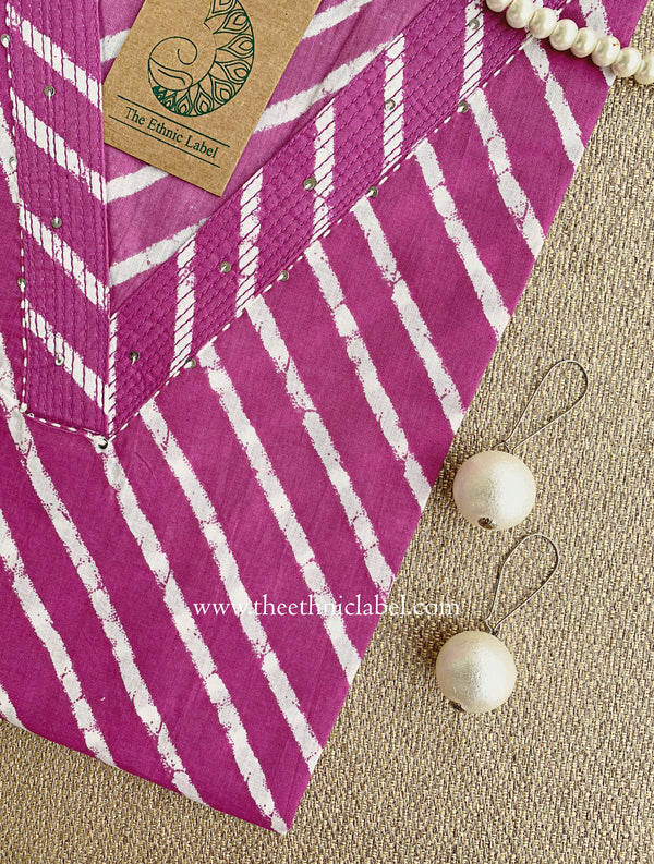 "Malaya" Purple Lehriya Cotton kurta