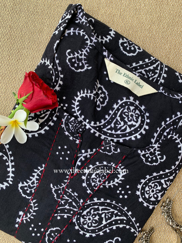 "Ghazal" Kantha Block Printed Cotton kurta (S to 5XL)