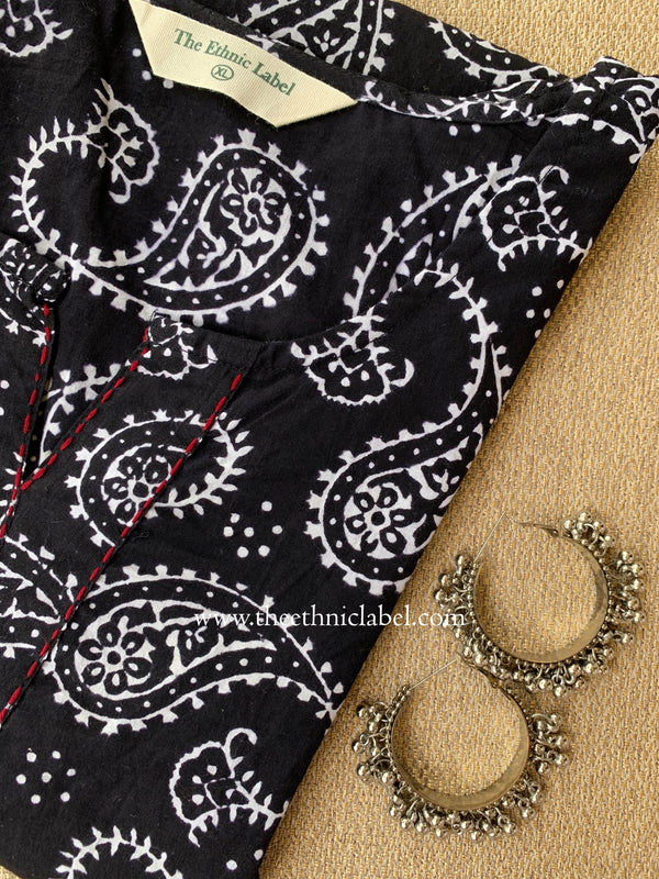 "Ghazal" Kantha Block Printed Cotton kurta (S to 5XL)