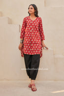 "Prana" Block Printed Asymmetric Cotton kurta