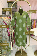 "Kanan" Embroidered Green Cotton kurta