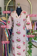 Siksha Peach Printed Cotton kurta