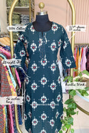 "Fursat" Green Printed Cotton kurta
