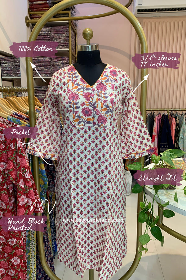"Asha" Floral Cotton kurta