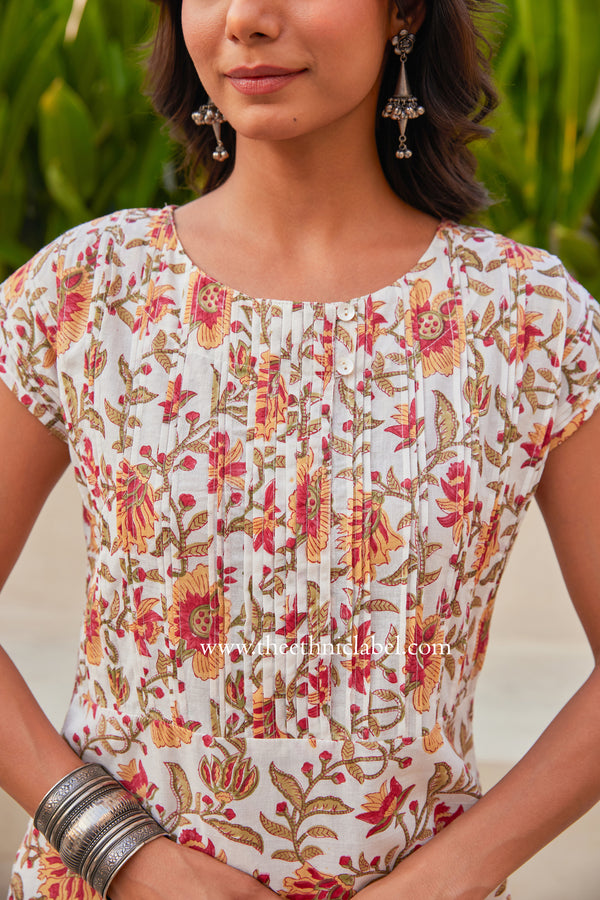 "Haniya" Hand Block Printed Cotton kurta