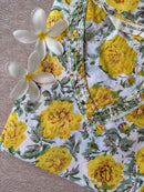 "Marigold" Yellow Hand Block Printed Cotton kurta-M
