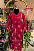 "Samra" Hand Block Printed Dark Red Cotton kurta