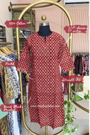 "Anvika" Hand Work Red Cotton Kurta