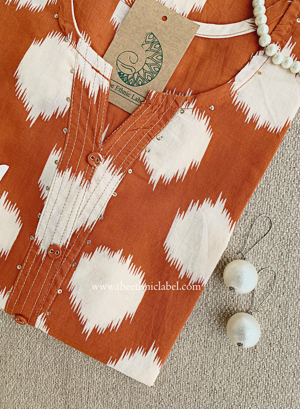 "Lekhni" Rust Cotton kurta