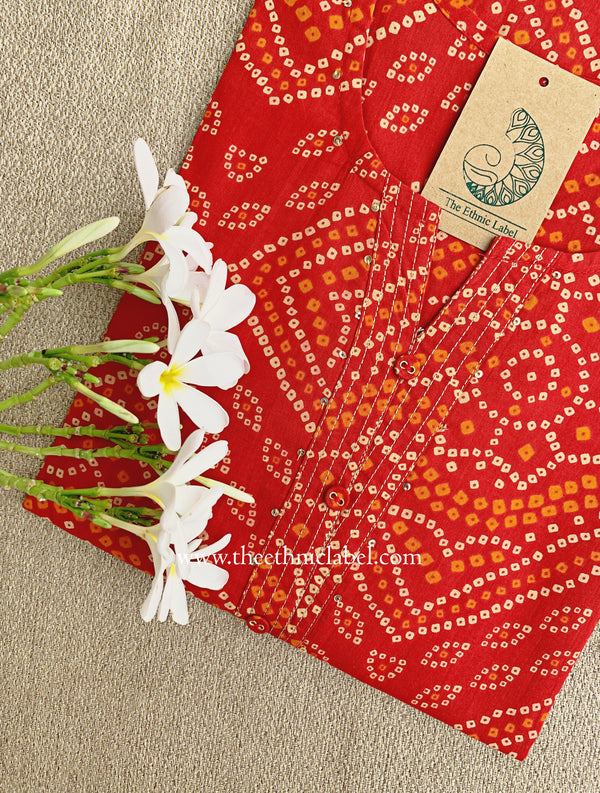 "Sutra" Bandhani Printed Cotton kurta