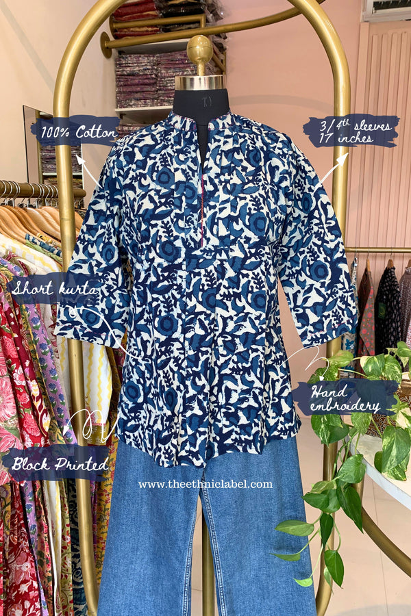 "Dabu" Block Printed Cotton Short kurta