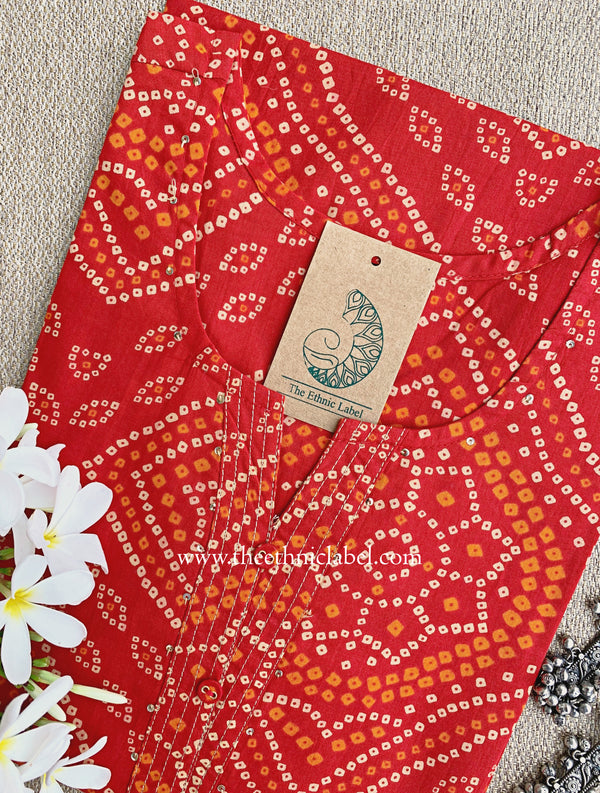 "Sutra" Bandhani Printed Cotton kurta