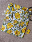 "Marigold" Yellow Hand Block Printed Cotton kurta