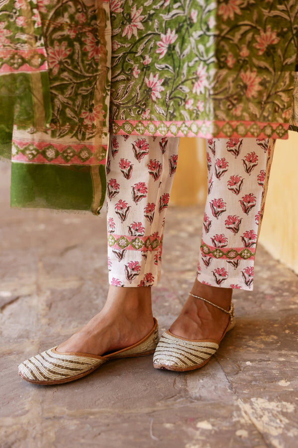 "Zarq" Hand Block Printed Chanderi Suit Set(3pc)