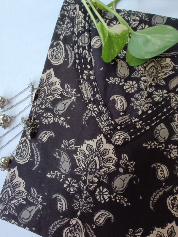 "Nootan" Black cotton Kurta