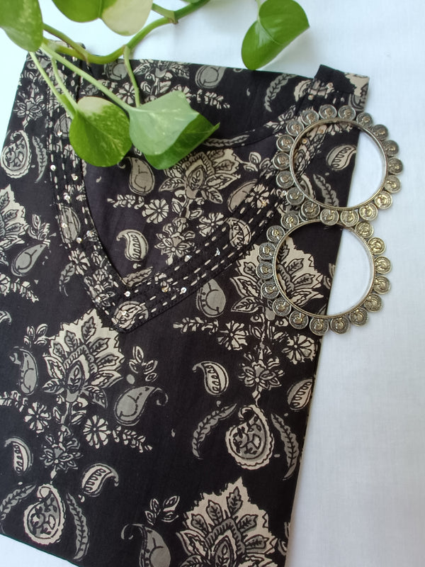 "Nootan" Black cotton Kurta