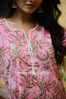 "Gulabi" Hand Block Printed Cotton Kurta