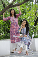 "Aina" Purple Laced Cotton Kurta