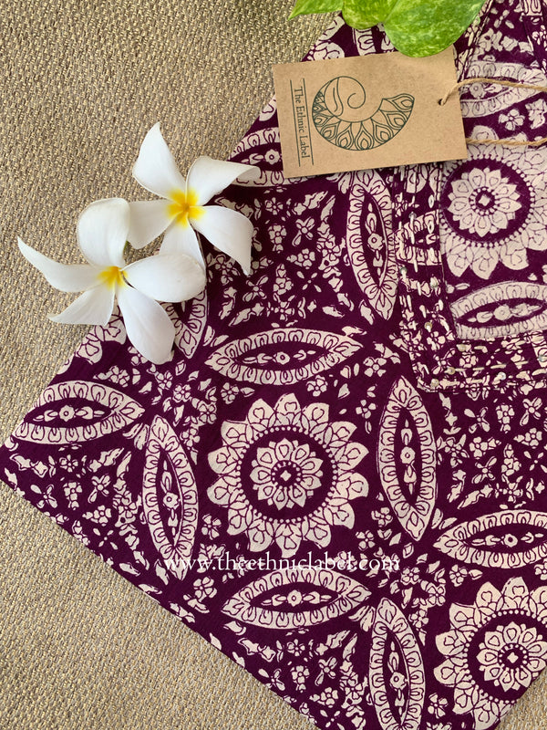 "Zahra" Wine Cotton kurta