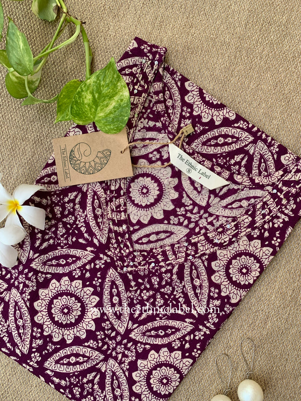 "Zahra" Wine Cotton kurta