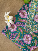 "Sahar" Hand Block Printed Sea Green Cotton kurta