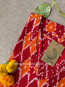 Red "Ikat" Kantha Cotton Kurta