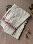 Slub cotton embroidered Straight Pants