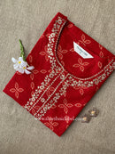 "Nivaas" Bandhani Red Embroidered Cotton Kurta
