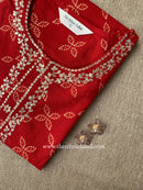 "Nivaas" Bandhani Red Embroidered Cotton Kurta