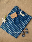 "Naira" A Line Hand Block Printed Indigo Cotton kurta