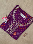 "Aangan" Bandhani Purple Embroidered Cotton Kurta