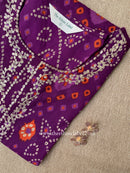 "Aangan" Bandhani Purple Embroidered Cotton Kurta