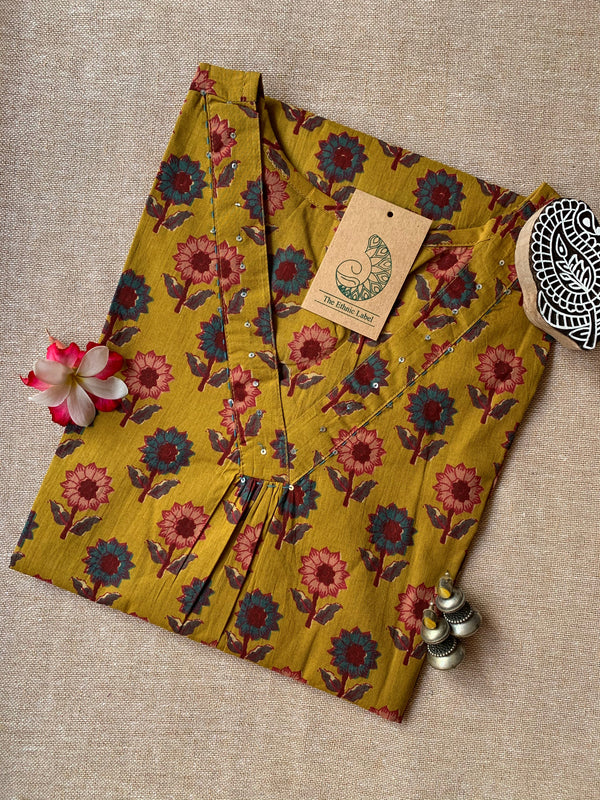 "Phool" Hand Block Printed Cotton kurta-XXL