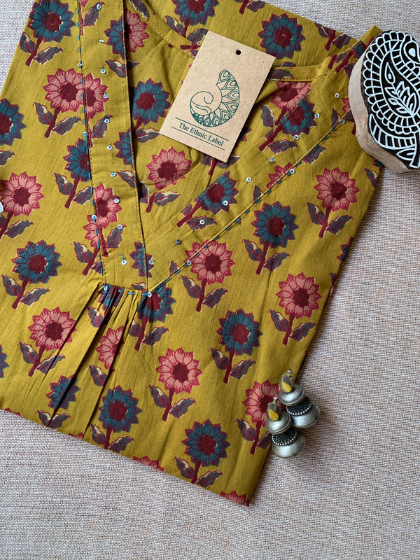 "Phool" Hand Block Printed Cotton kurta-XXL